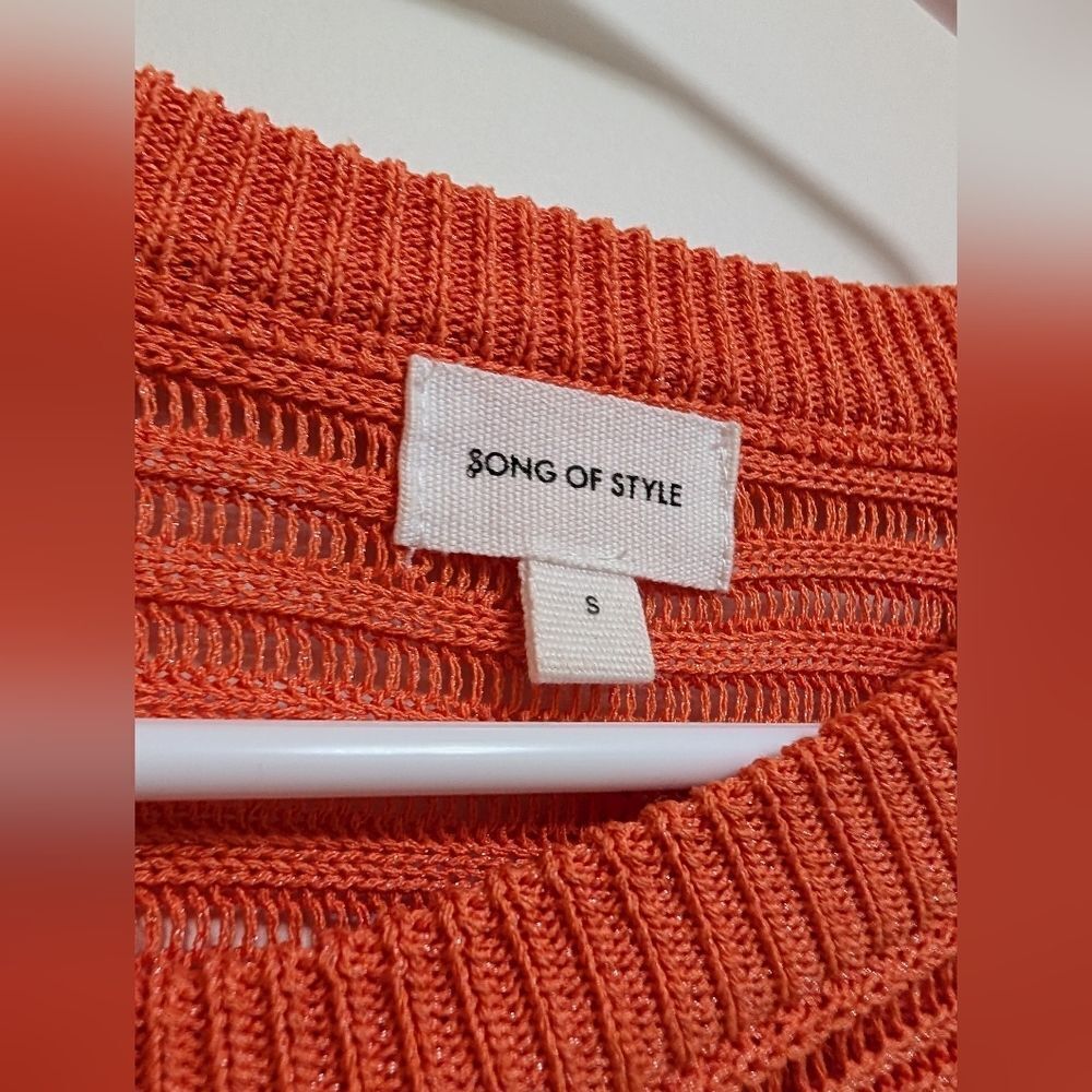 NWOT Song of Style Salma Orange Knit Sweater Revolve Size Small Luxury Beachcore - Picture 5 of 6
